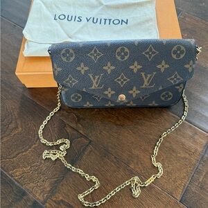 Louis Vuitton Black and Gold Monogram Clutch